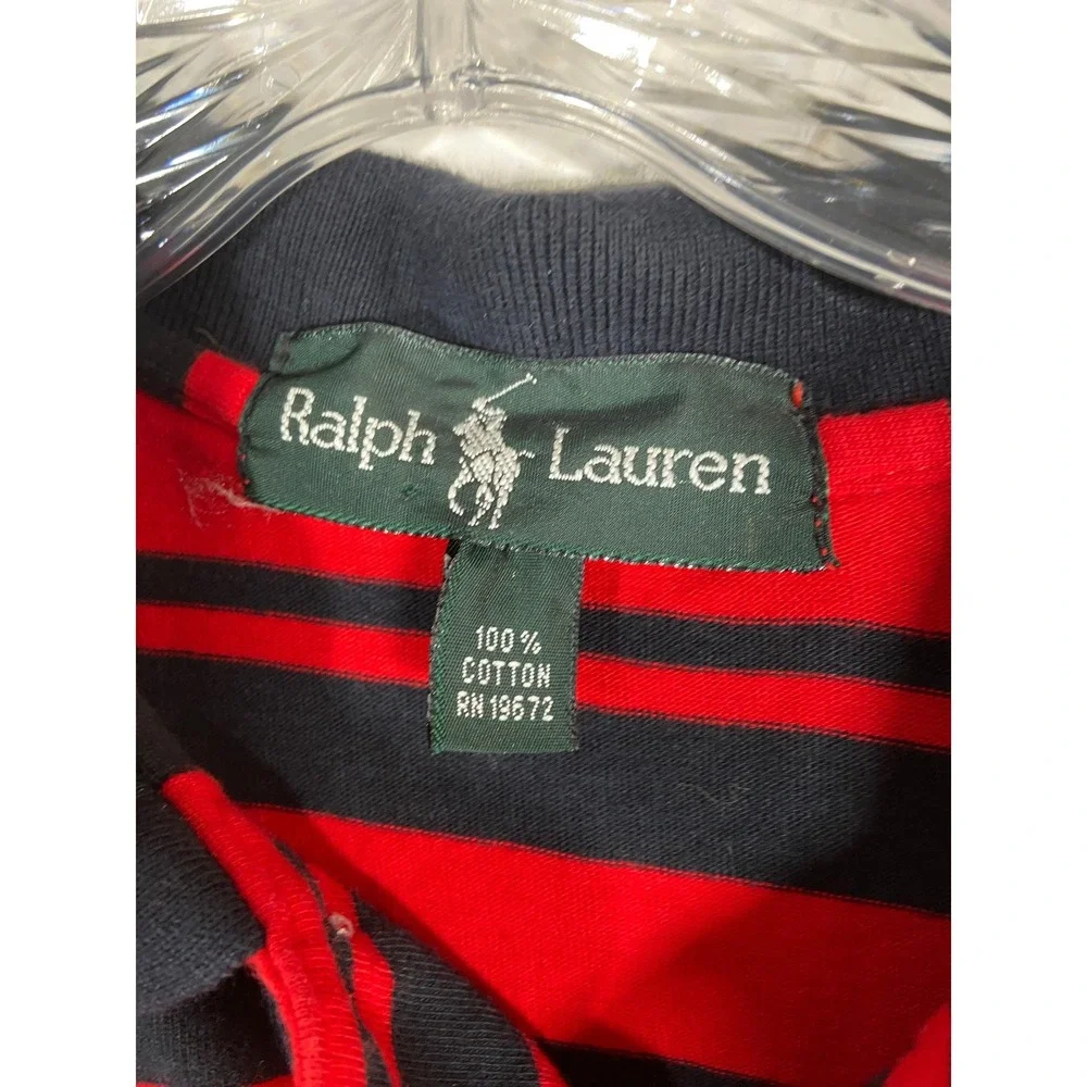 Ralph Lauren Men's Small Classic Red & Black Striped Polo Shirt Short Sleeve